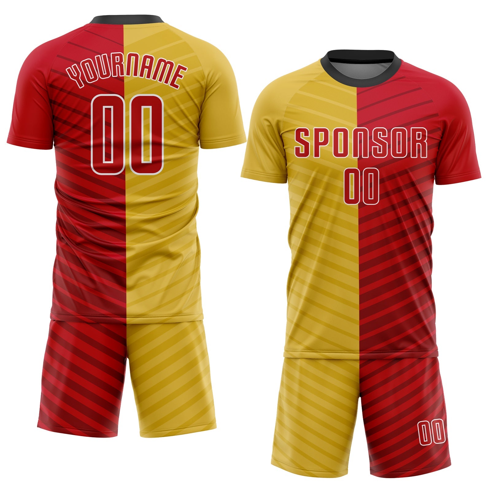 Custom Gold Red-White Sublimation Soccer Uniform Jersey view 2