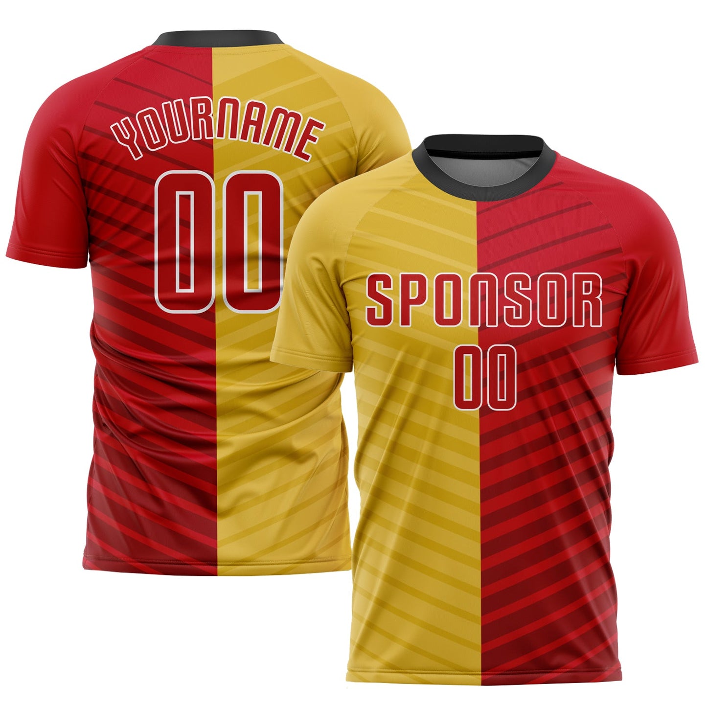 Custom Gold Red-White Sublimation Soccer Uniform Jersey - Main View