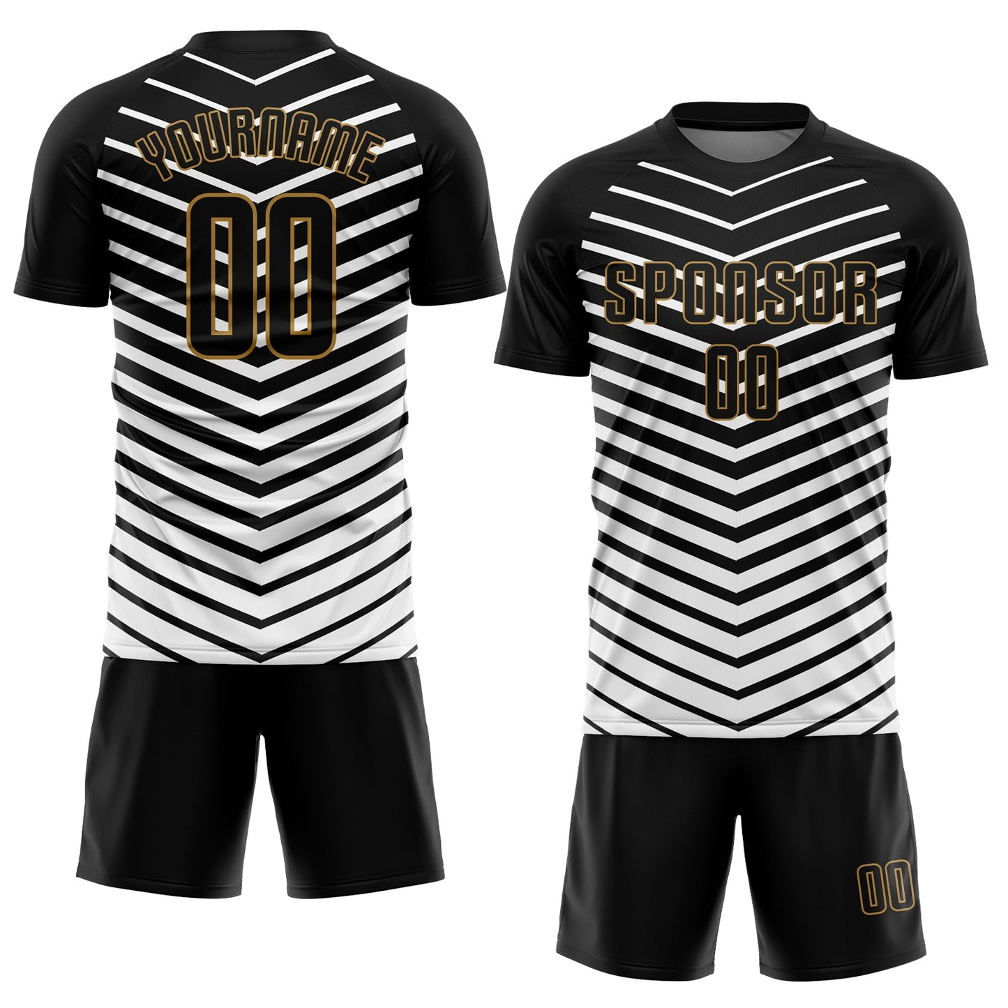 Custom White Black-Old Gold Sublimation Soccer Uniform Jersey view 2