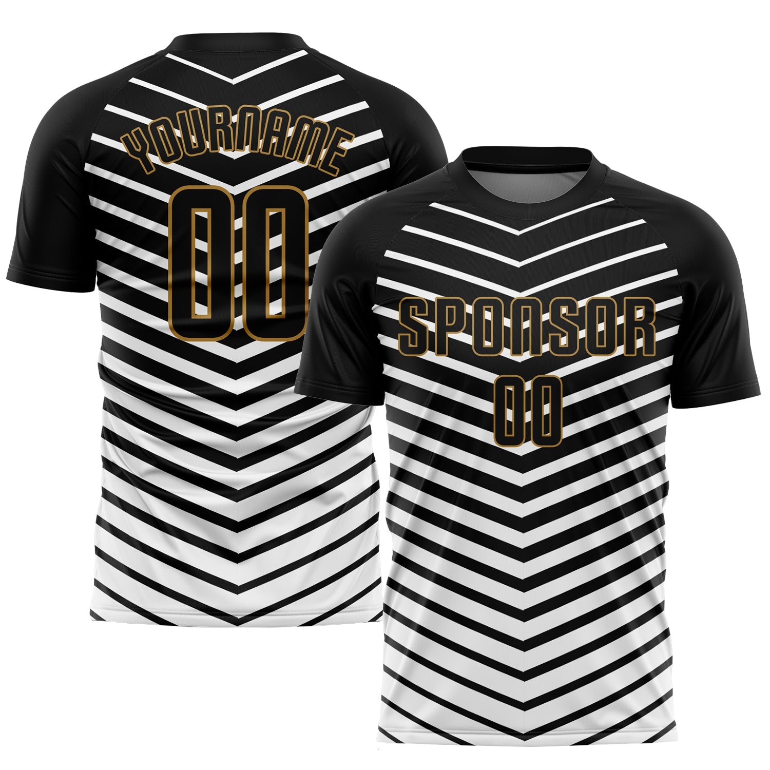 Custom White Black-Old Gold Sublimation Soccer Uniform Jersey - Main View