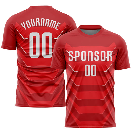 Custom Red White Sublimation Soccer Uniform Jersey - Main View