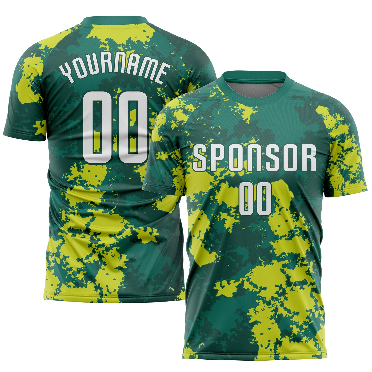 Custom Kelly Green White-Neon Green Sublimation Soccer Uniform Jersey - Main View