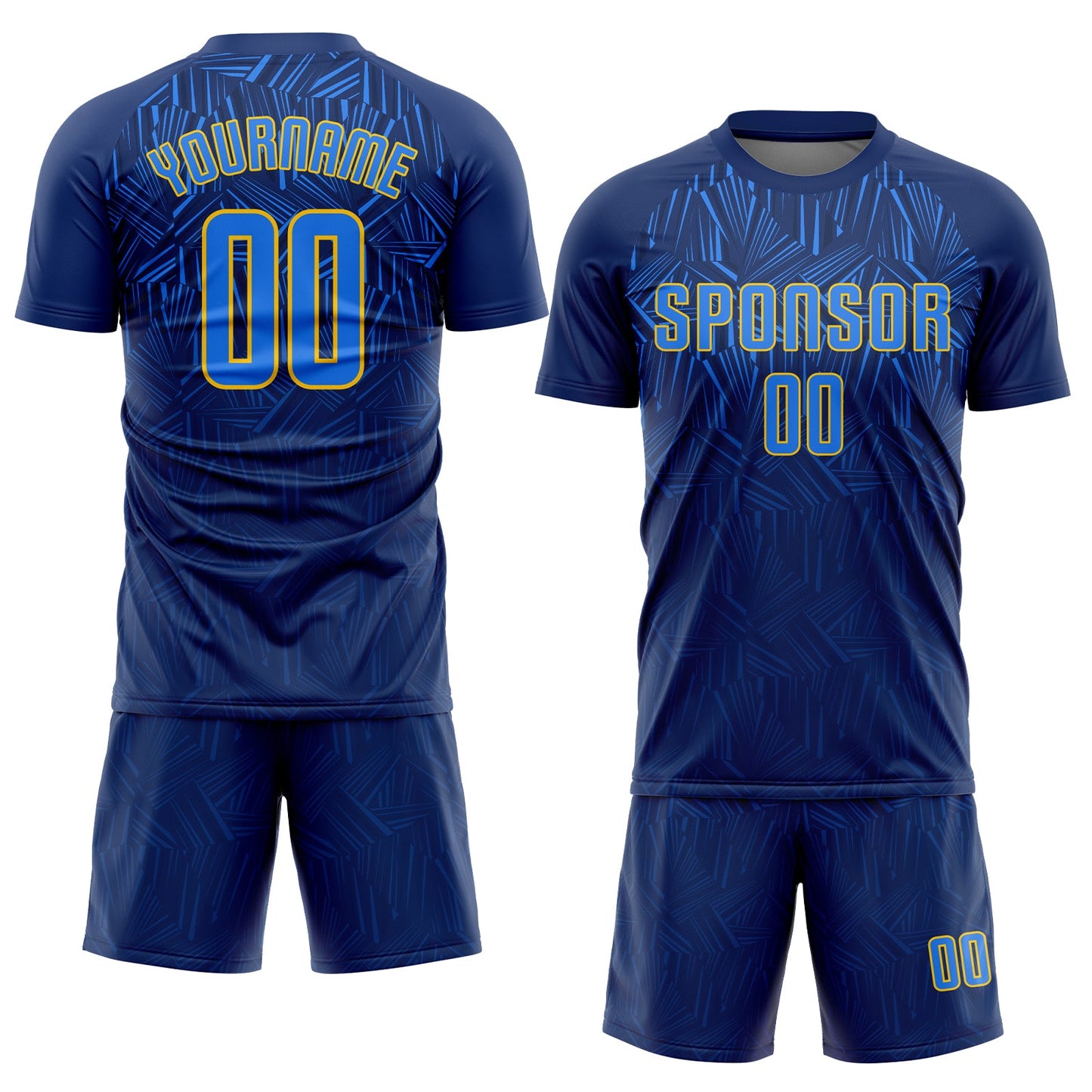 Custom Navy Royal-Gold Sublimation Soccer Uniform Jersey view 2