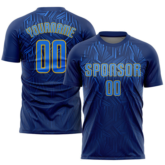 Custom Navy Royal-Gold Sublimation Soccer Uniform Jersey - Main View