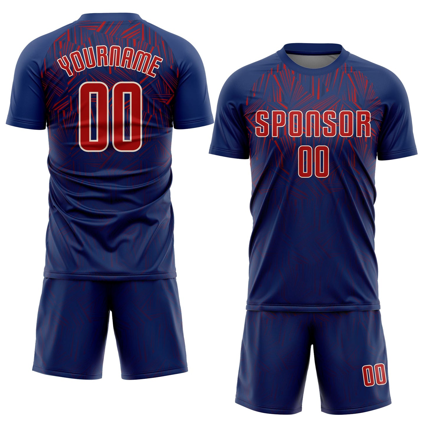 Custom Navy Red-Cream Sublimation Soccer Uniform Jersey view 2