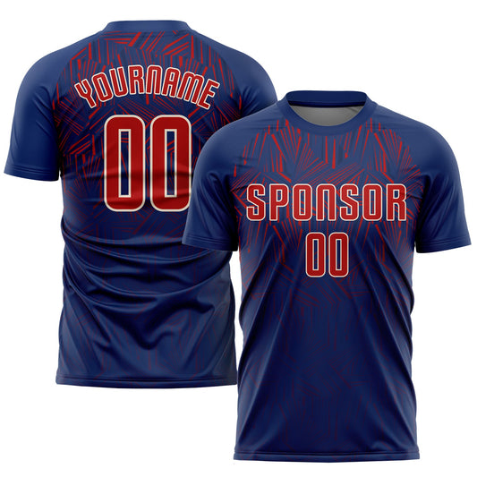Custom Navy Red-Cream Sublimation Soccer Uniform Jersey - Main View