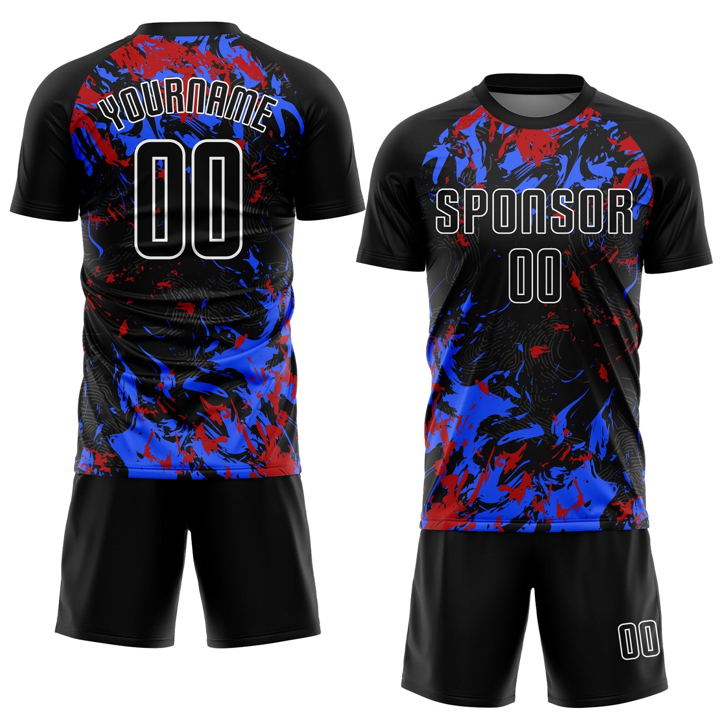Custom Black Black Royal-Red Sublimation Soccer Uniform Jersey view 2