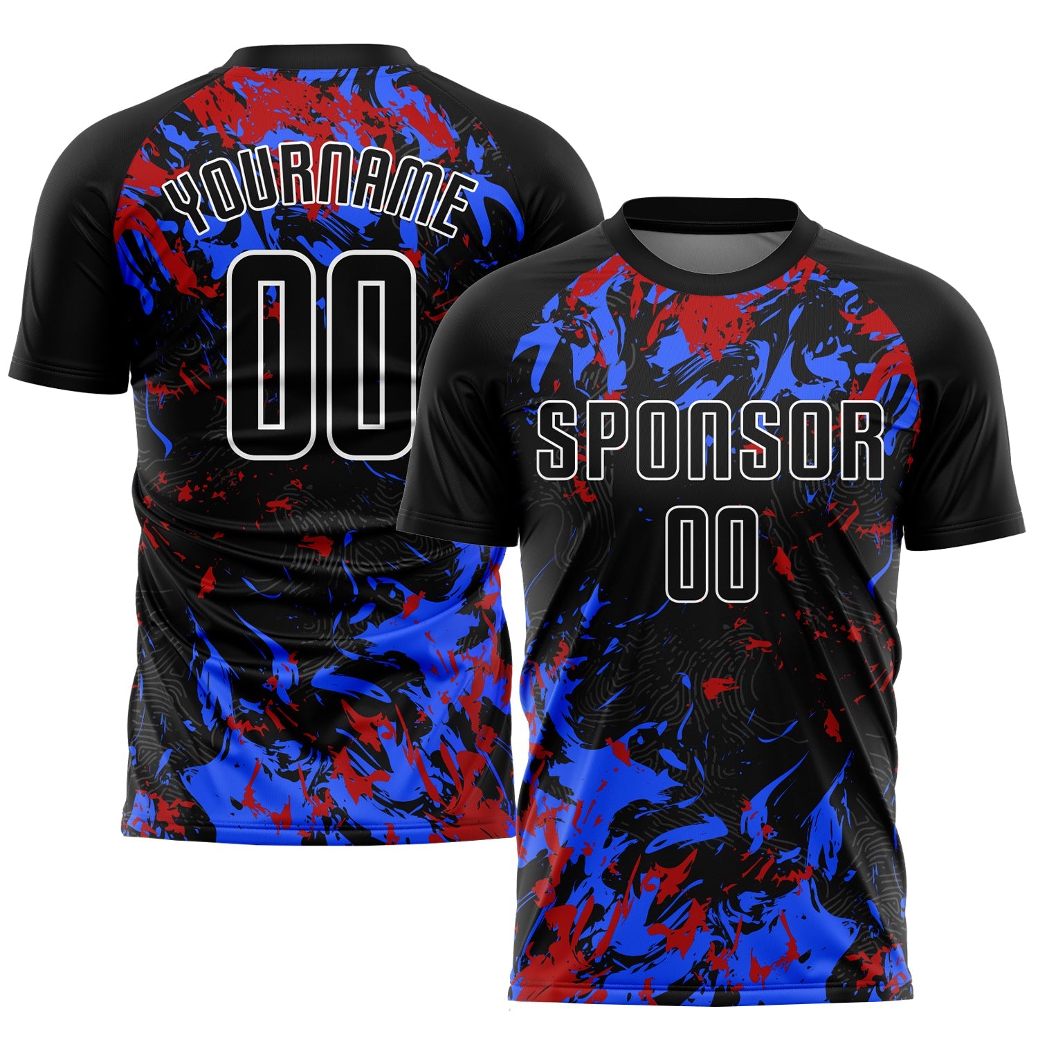 Custom Black Black Royal-Red Sublimation Soccer Uniform Jersey - Main View