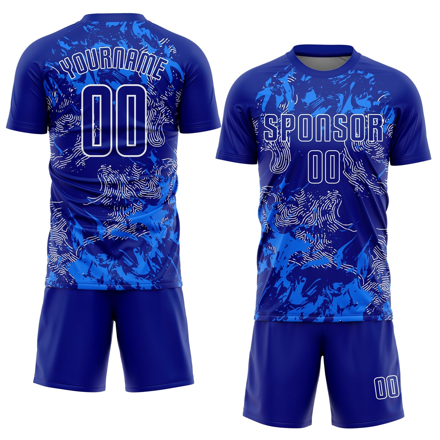 Custom Royal Royal-White Sublimation Soccer Uniform Jersey view 2