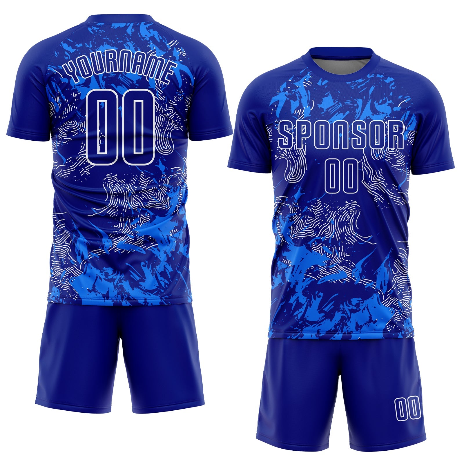 Custom Royal Royal-White Sublimation Soccer Uniform Jersey view 2