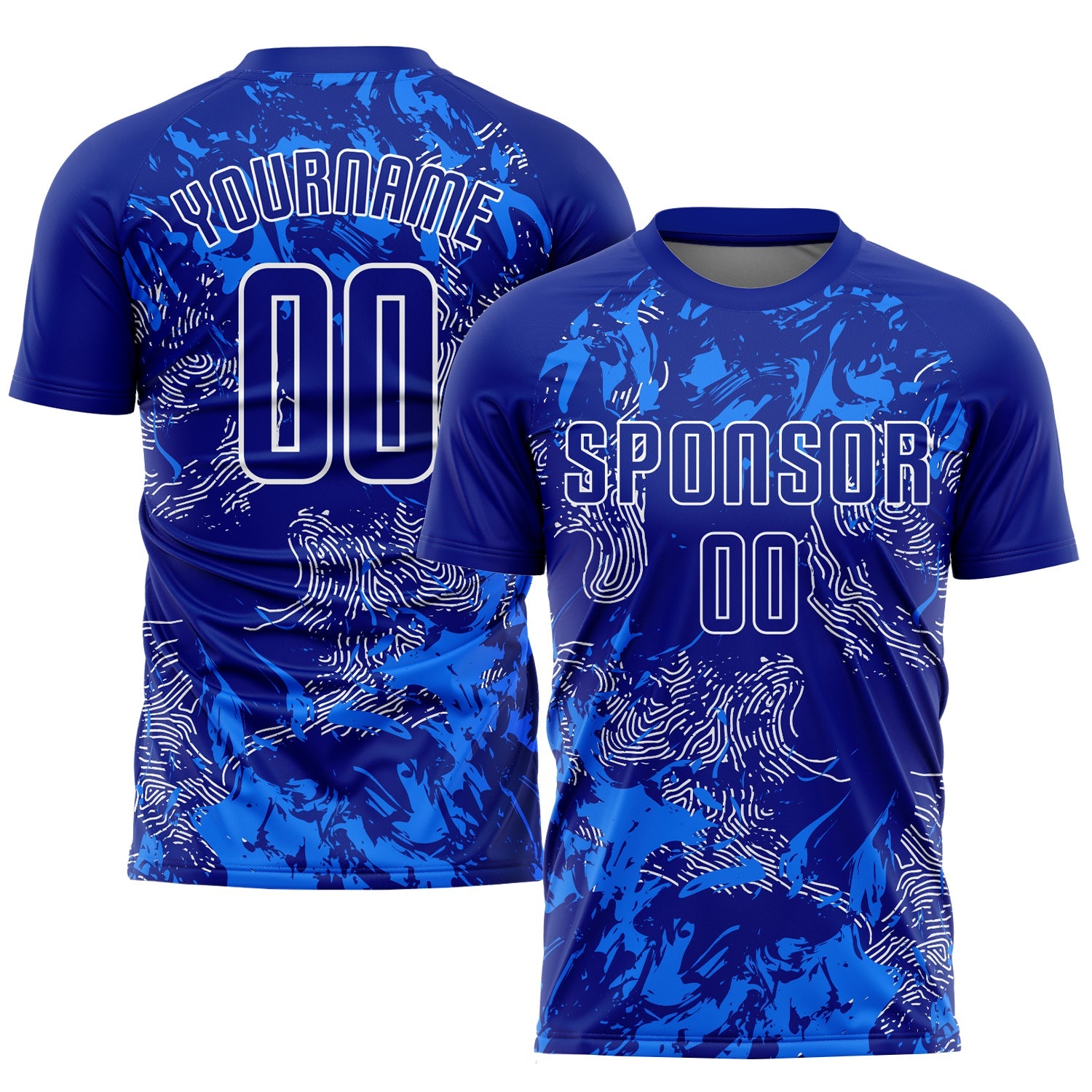 Custom Royal Royal-White Sublimation Soccer Uniform Jersey - Main View