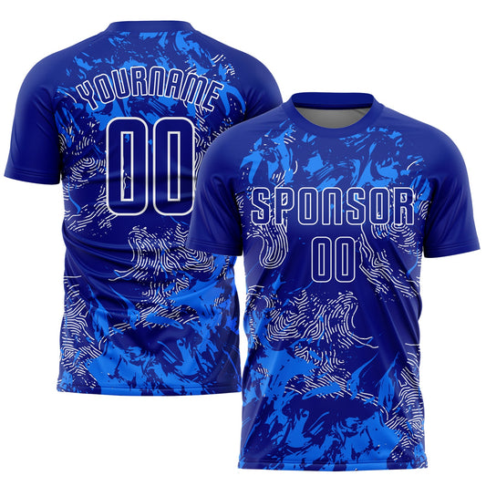 Custom Royal Royal-White Sublimation Soccer Uniform Jersey - Main View
