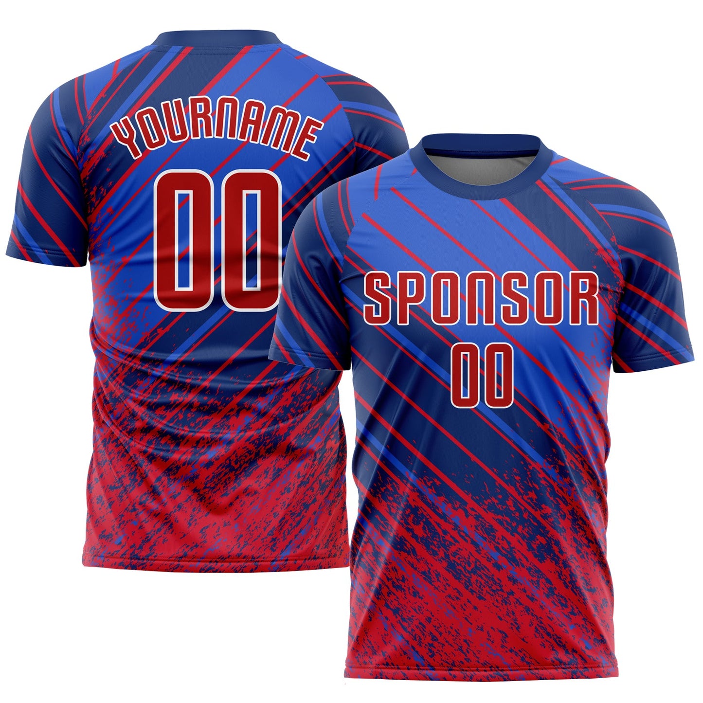 Custom Royal Red-White Sublimation Soccer Uniform Jersey - Main View