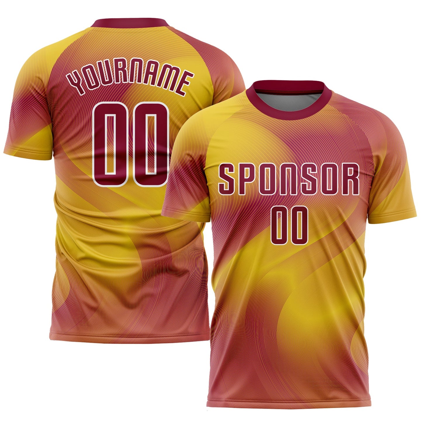 Custom Gold Crimson-White Sublimation Soccer Uniform Jersey - Main View
