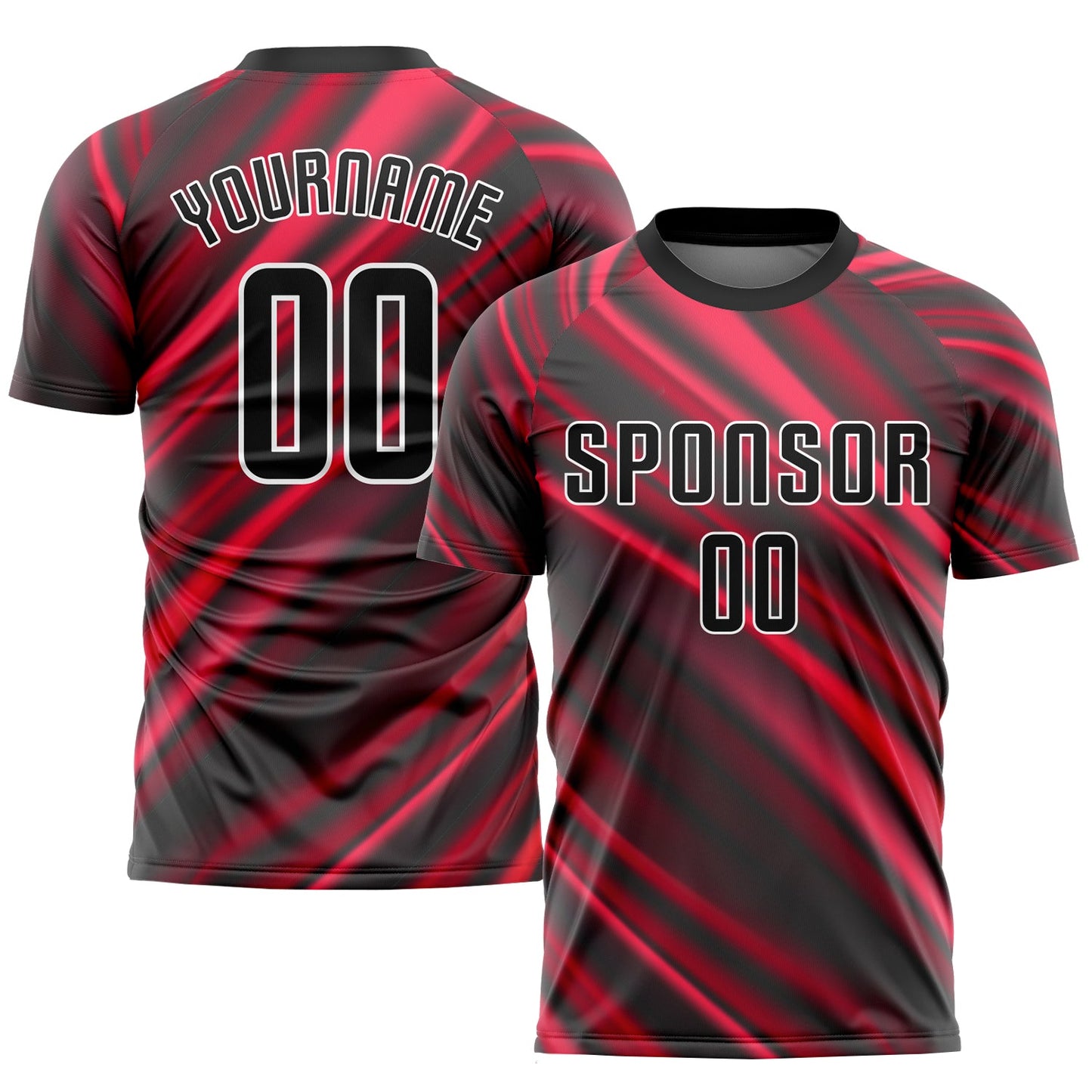 Custom Red Black-White Sublimation Soccer Uniform Jersey - Main View