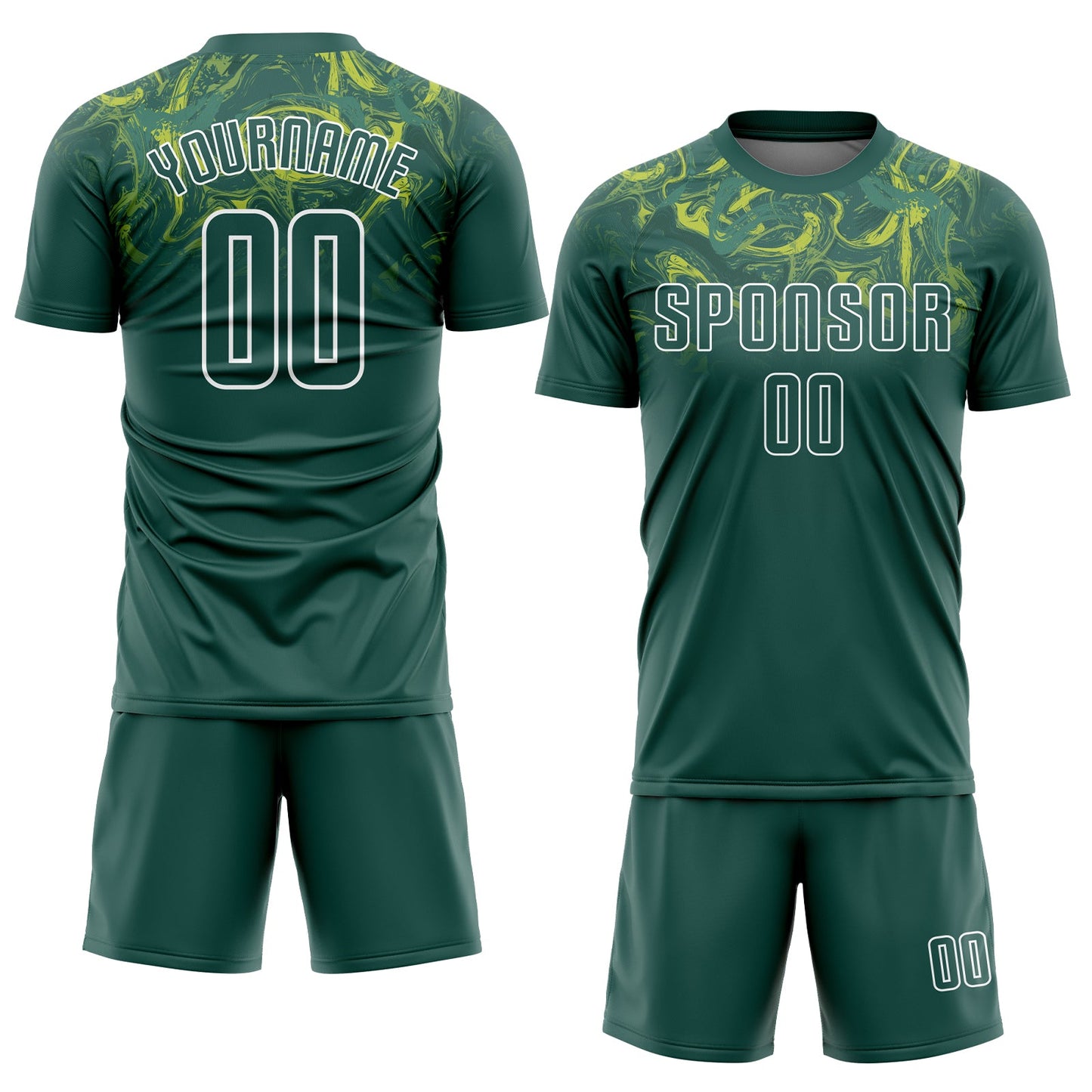 Custom Kelly Green Kelly Green-Gold Sublimation Soccer Uniform Jersey view 2