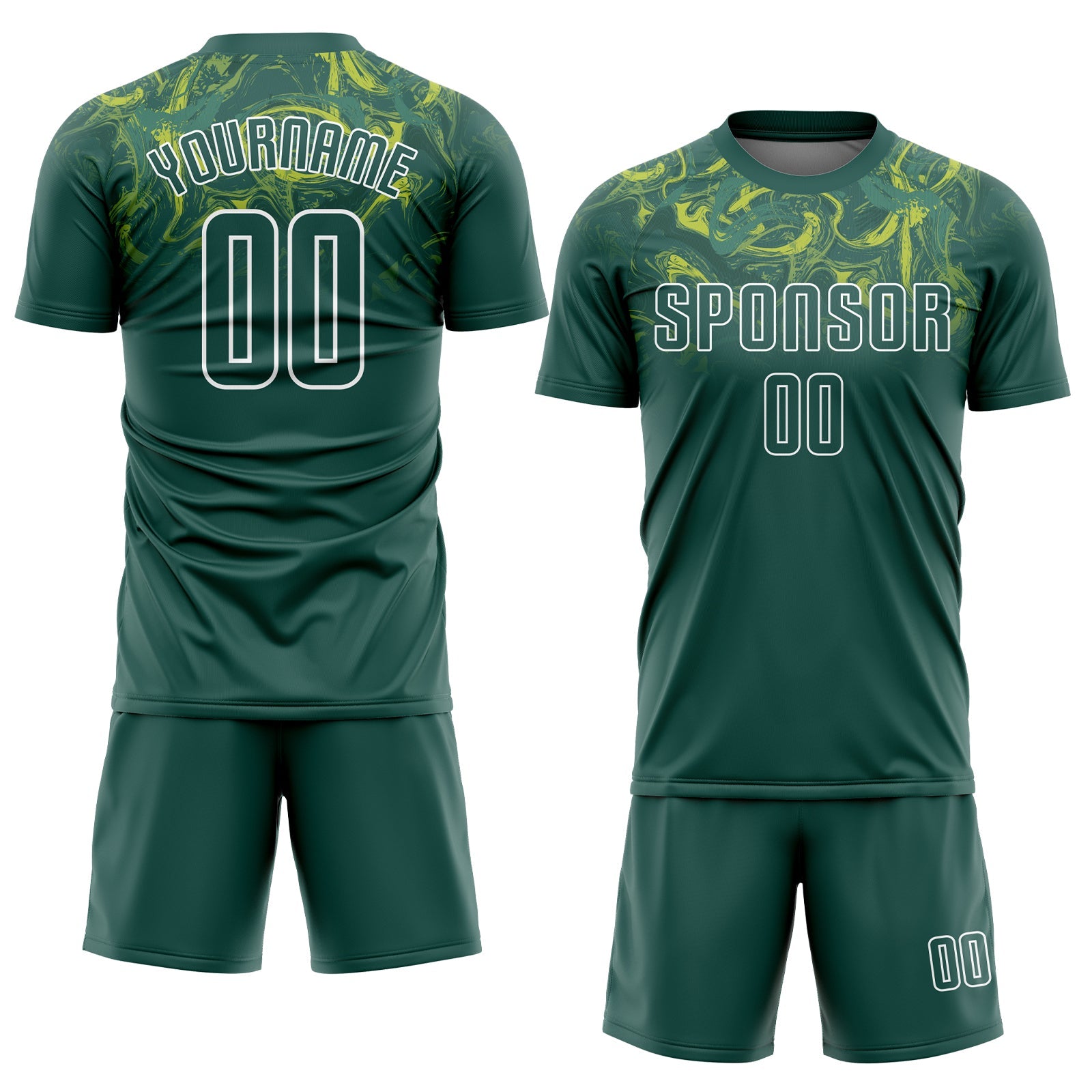 Custom Kelly Green Kelly Green-Gold Sublimation Soccer Uniform Jersey view 2
