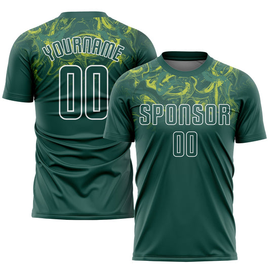 Custom Kelly Green Kelly Green-Gold Sublimation Soccer Uniform Jersey - Main View