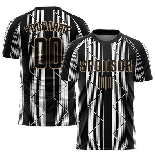 Custom Black Black-Old Gold Sublimation Soccer Uniform Jersey - Main View