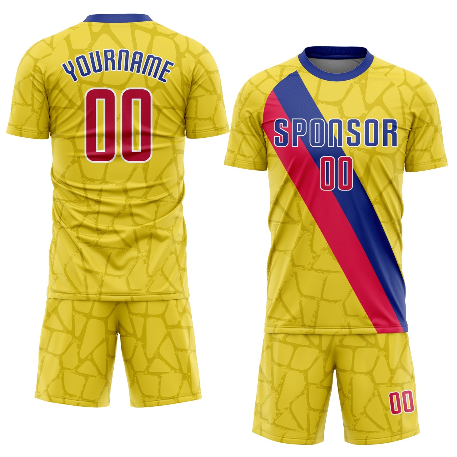 Custom Gold Red-Royal Sublimation Soccer Uniform Jersey view 2