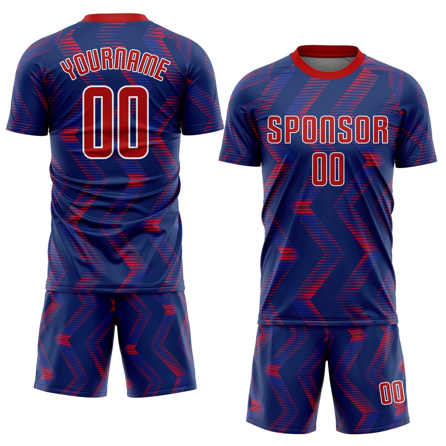 Custom Navy Red-White Sublimation Soccer Uniform Jersey view 2
