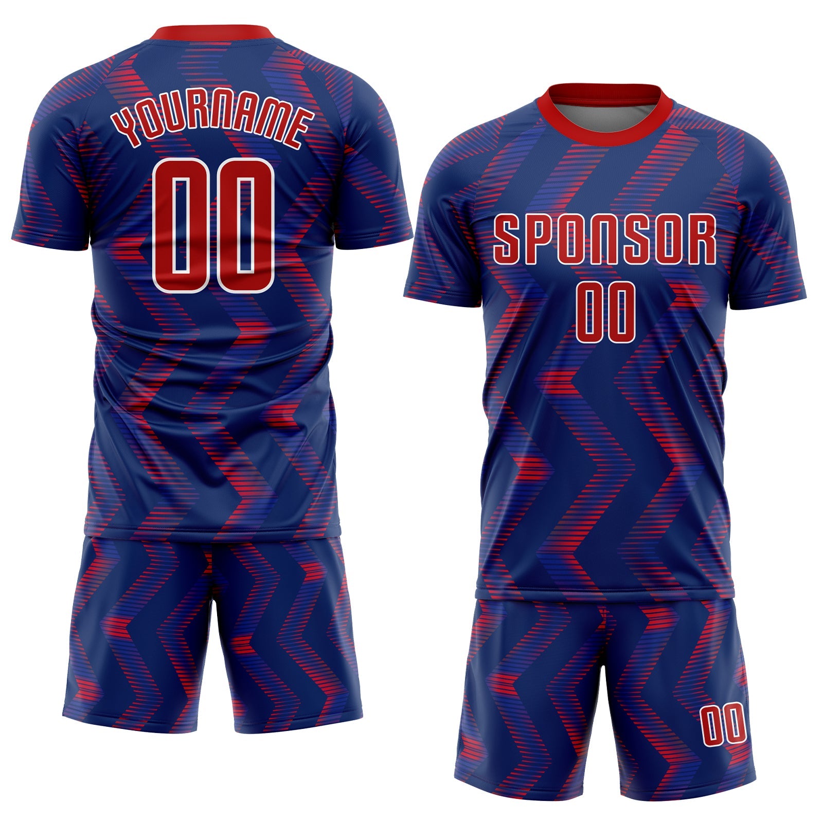 Custom Navy Red-White Sublimation Soccer Uniform Jersey view 2