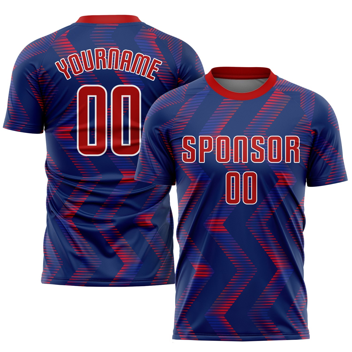 Custom Navy Red-White Sublimation Soccer Uniform Jersey - Main View