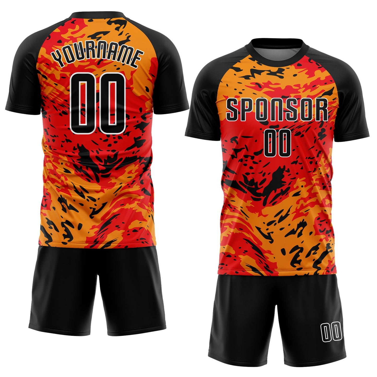 Custom Red Black-Gold Sublimation Soccer Uniform Jersey view 2