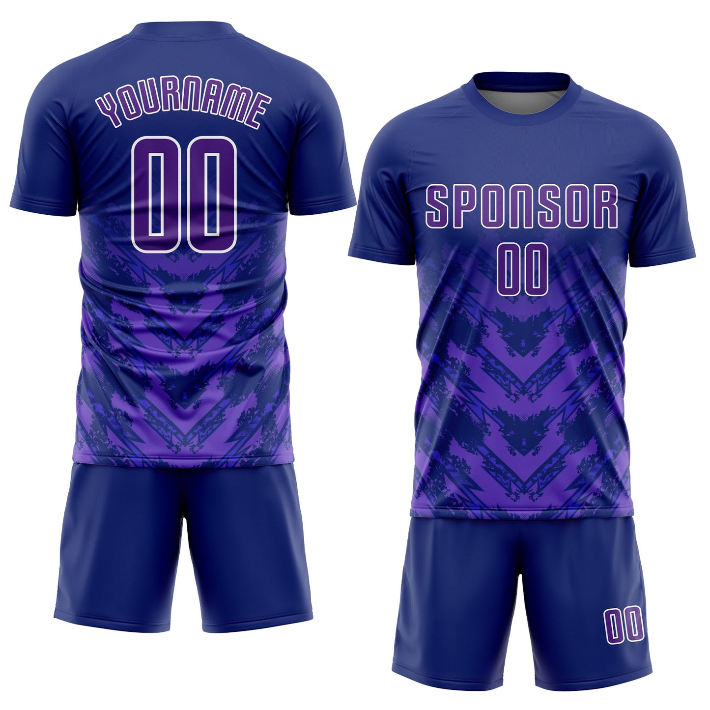 Custom Navy Purple-White Sublimation Soccer Uniform Jersey view 2