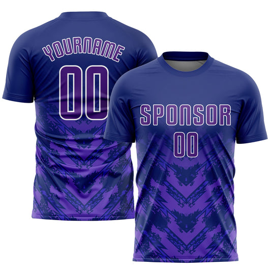 Custom Navy Purple-White Sublimation Soccer Uniform Jersey - Main View
