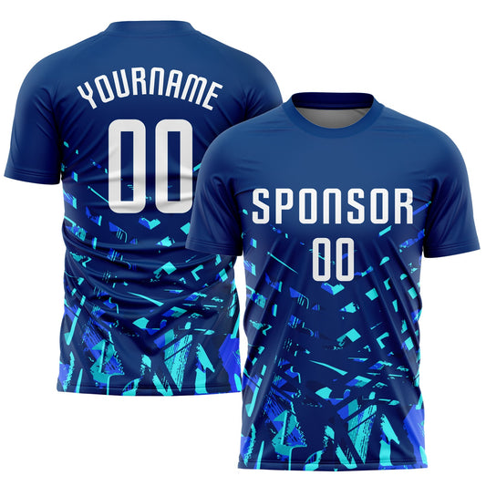 Custom Royal White-Lakes Blue Sublimation Soccer Uniform Jersey - Main View
