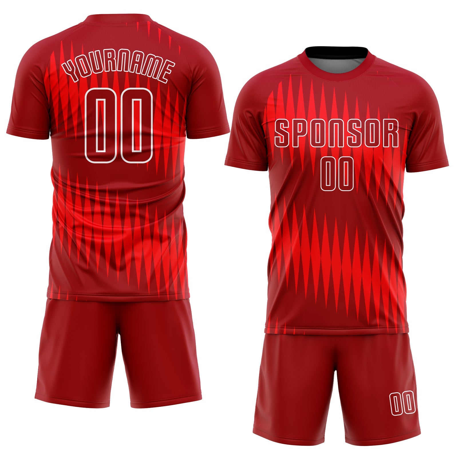 Custom Red Crimson-White Sublimation Soccer Uniform Jersey view 2