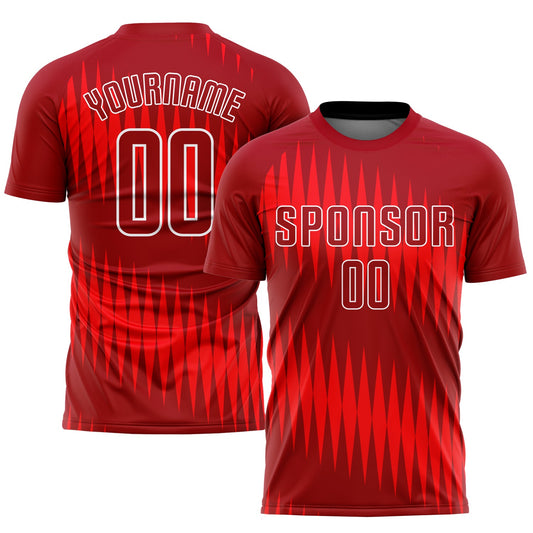 Custom Red Crimson-White Sublimation Soccer Uniform Jersey - Main View
