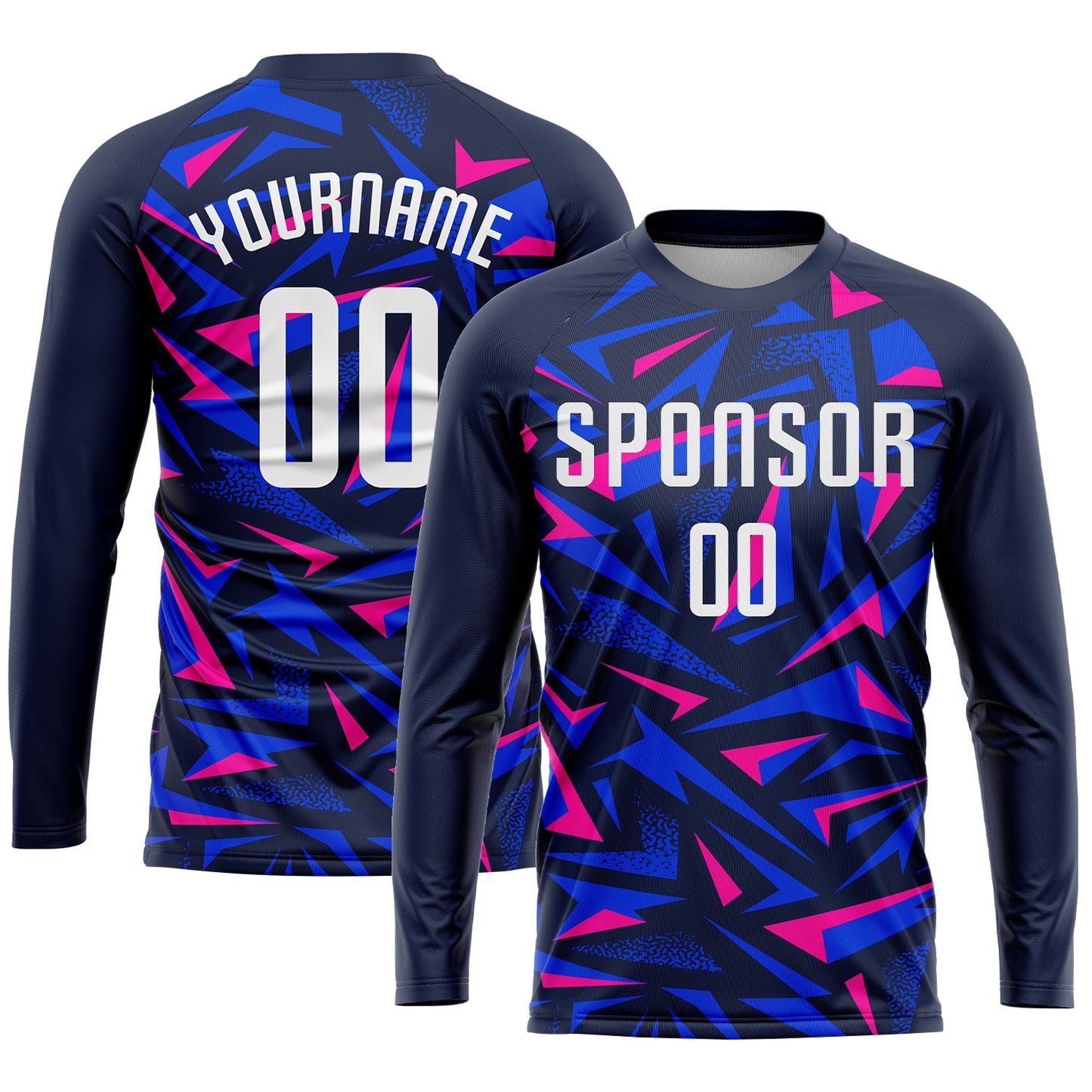 Custom Navy White-Pink Sublimation Soccer Uniform Jersey view 3