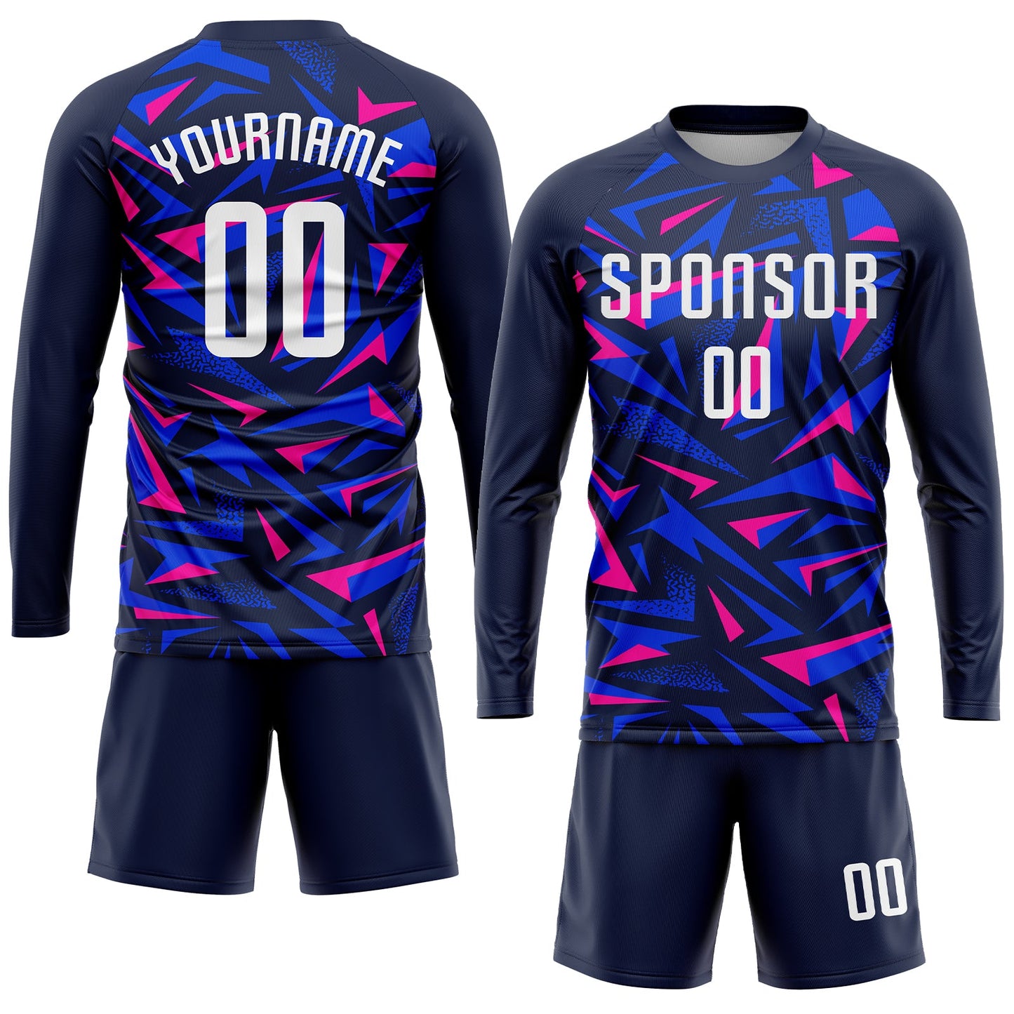 Custom Navy White-Pink Sublimation Soccer Uniform Jersey view 4