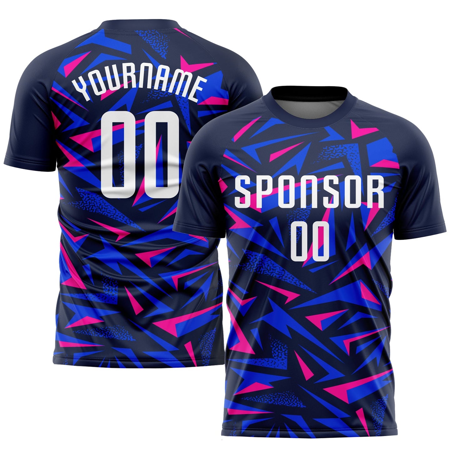 Custom Navy White-Pink Sublimation Soccer Uniform Jersey - Main View