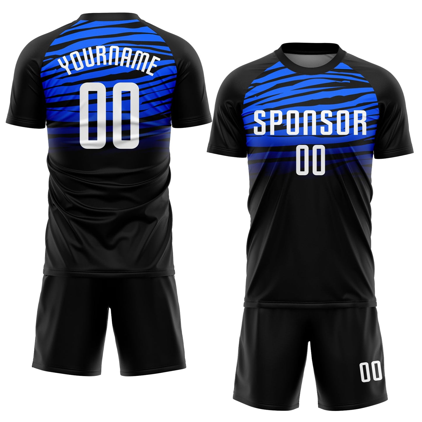 Custom Black White-Royal Sublimation Soccer Uniform Jersey view 2