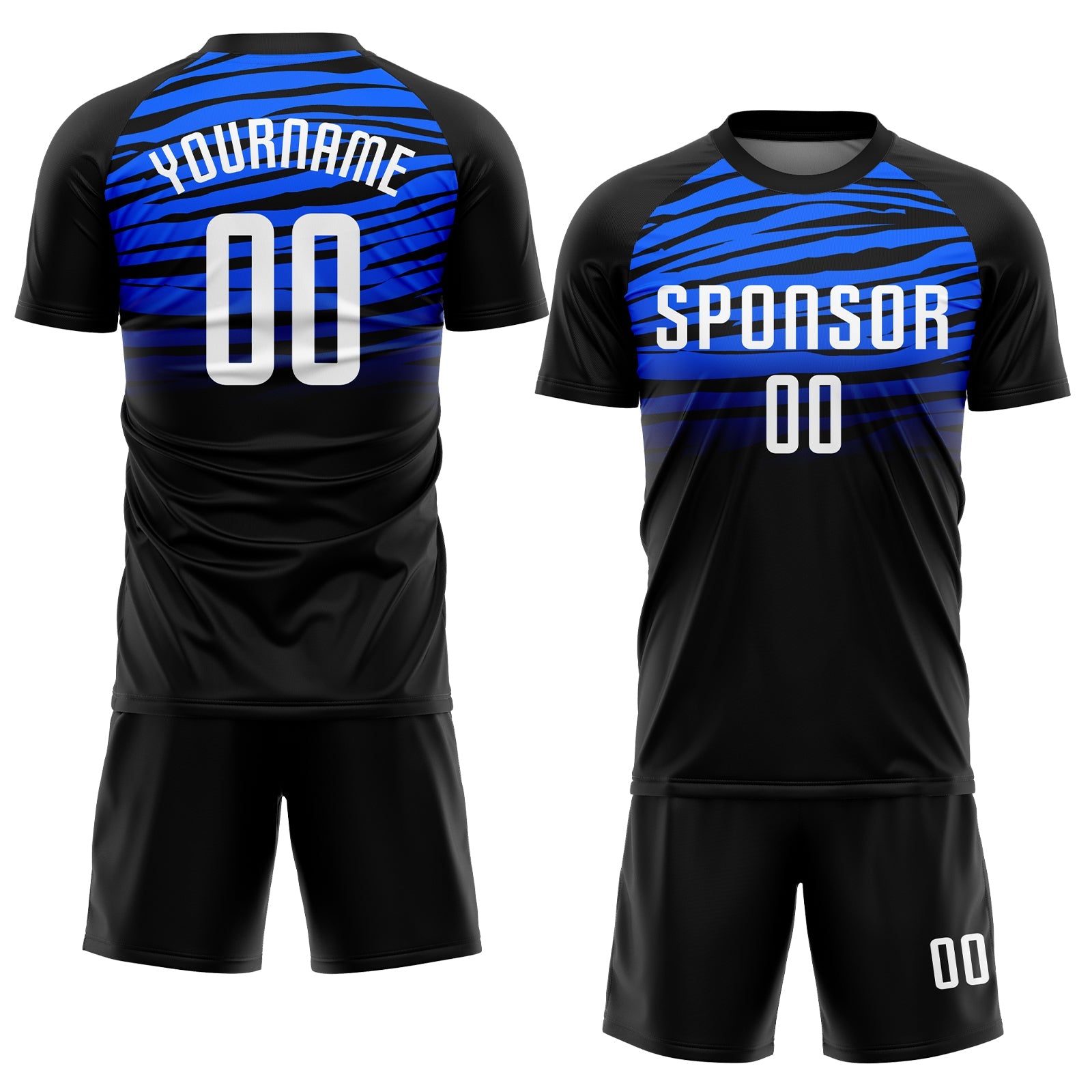 Custom Black White-Royal Sublimation Soccer Uniform Jersey view 2