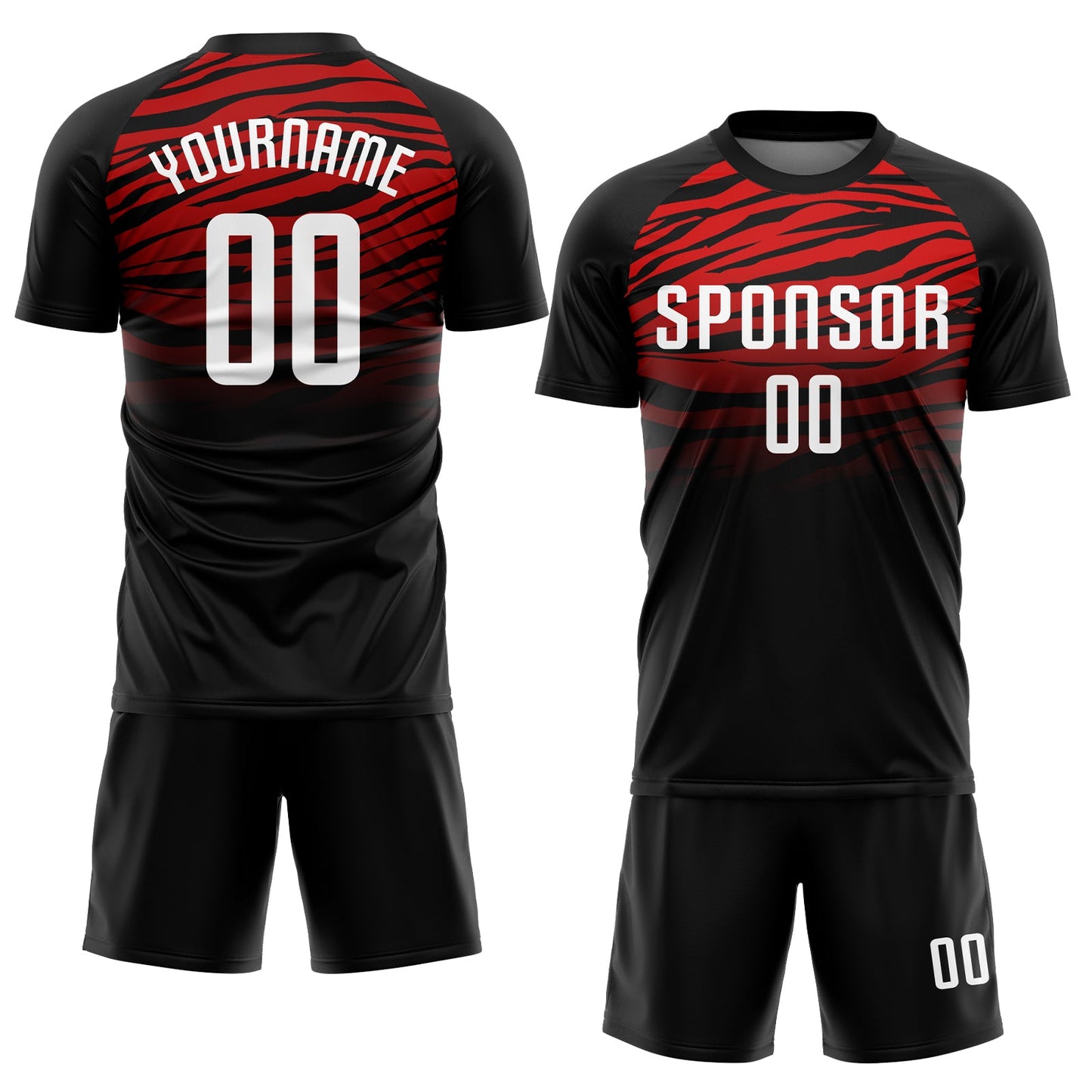 Custom Black White-Red Sublimation Soccer Uniform Jersey view 2
