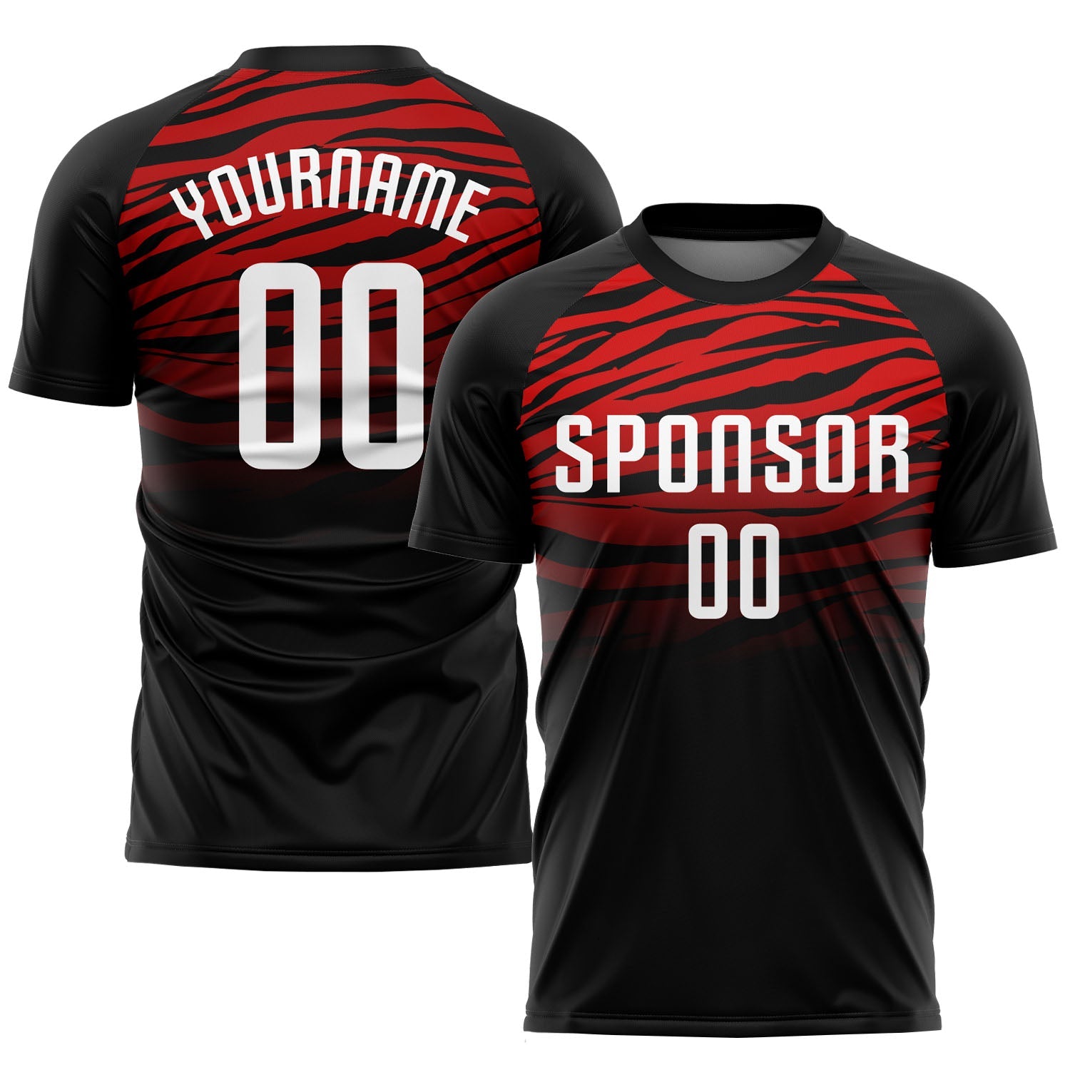 Custom Black White-Red Sublimation Soccer Uniform Jersey - Main View