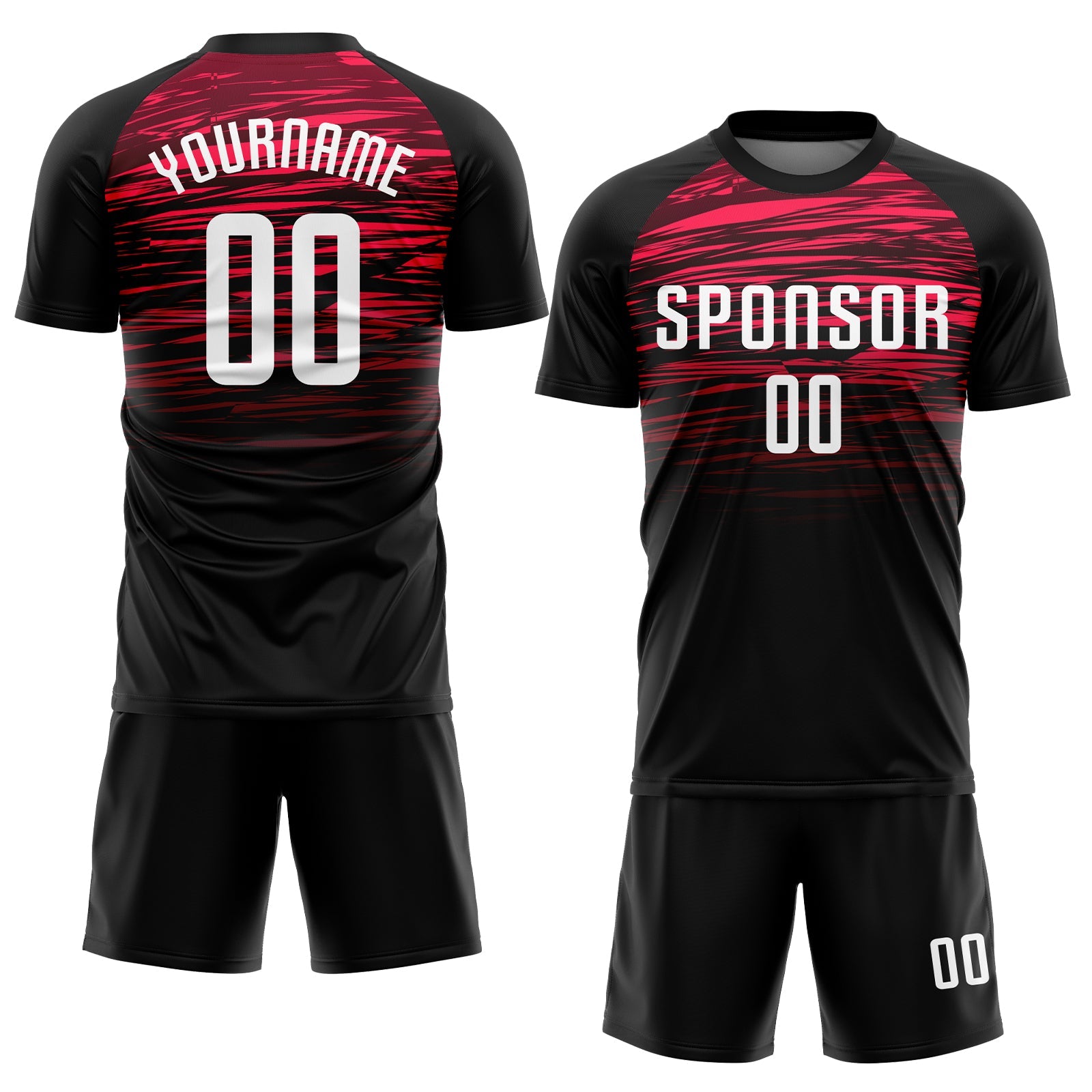 Custom Black White-Red Sublimation Soccer Uniform Jersey view 2