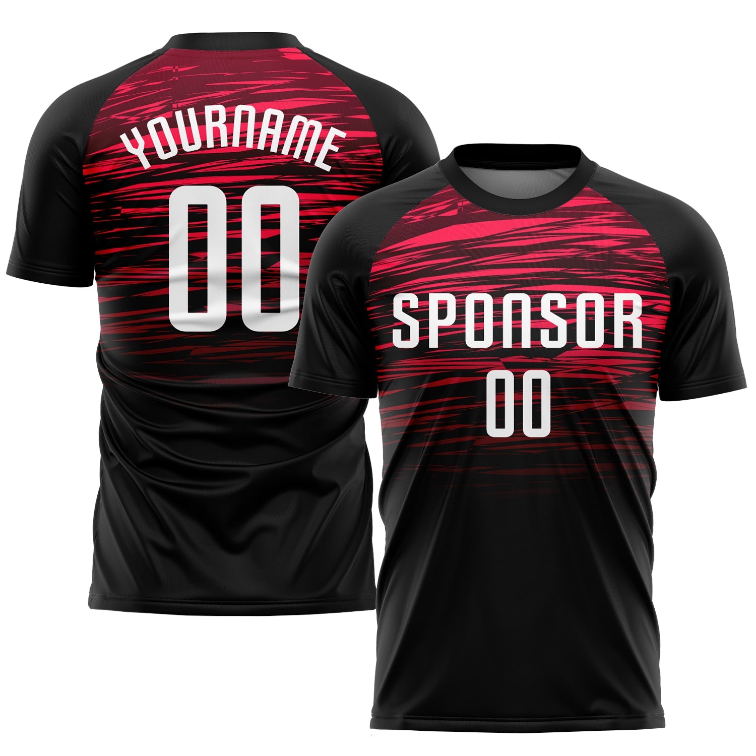 Custom Black White-Red Sublimation Soccer Uniform Jersey - Main View