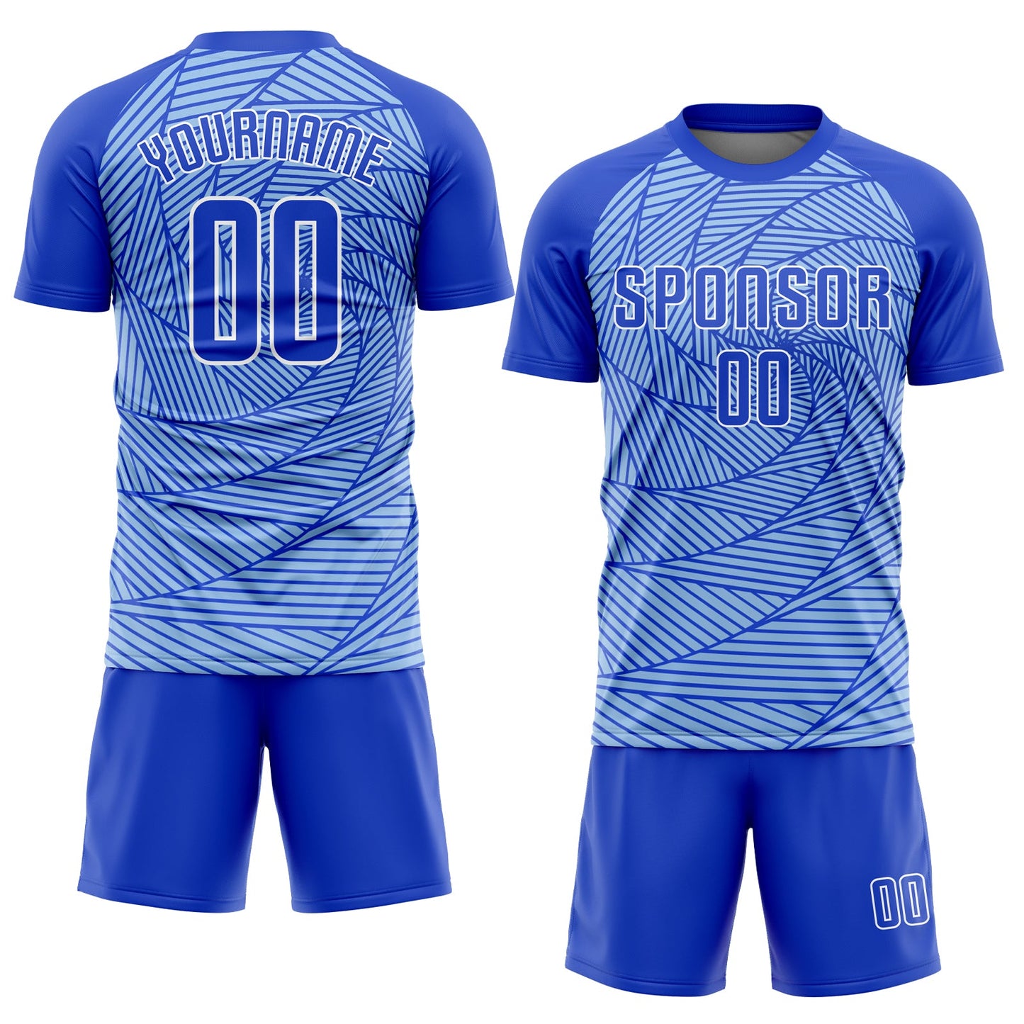 Custom Light Blue Royal-White Sublimation Soccer Uniform Jersey view 2