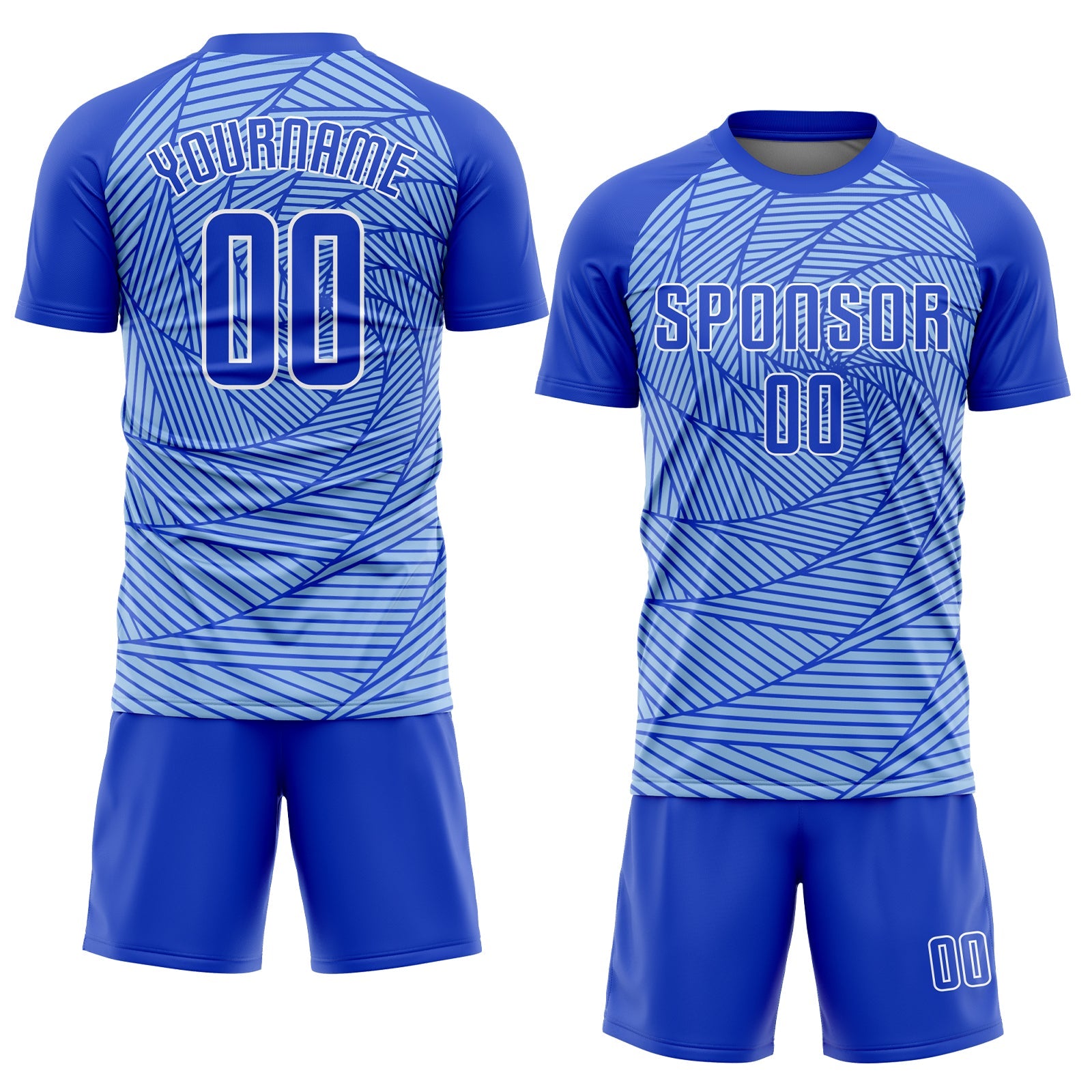 Custom Light Blue Royal-White Sublimation Soccer Uniform Jersey view 2