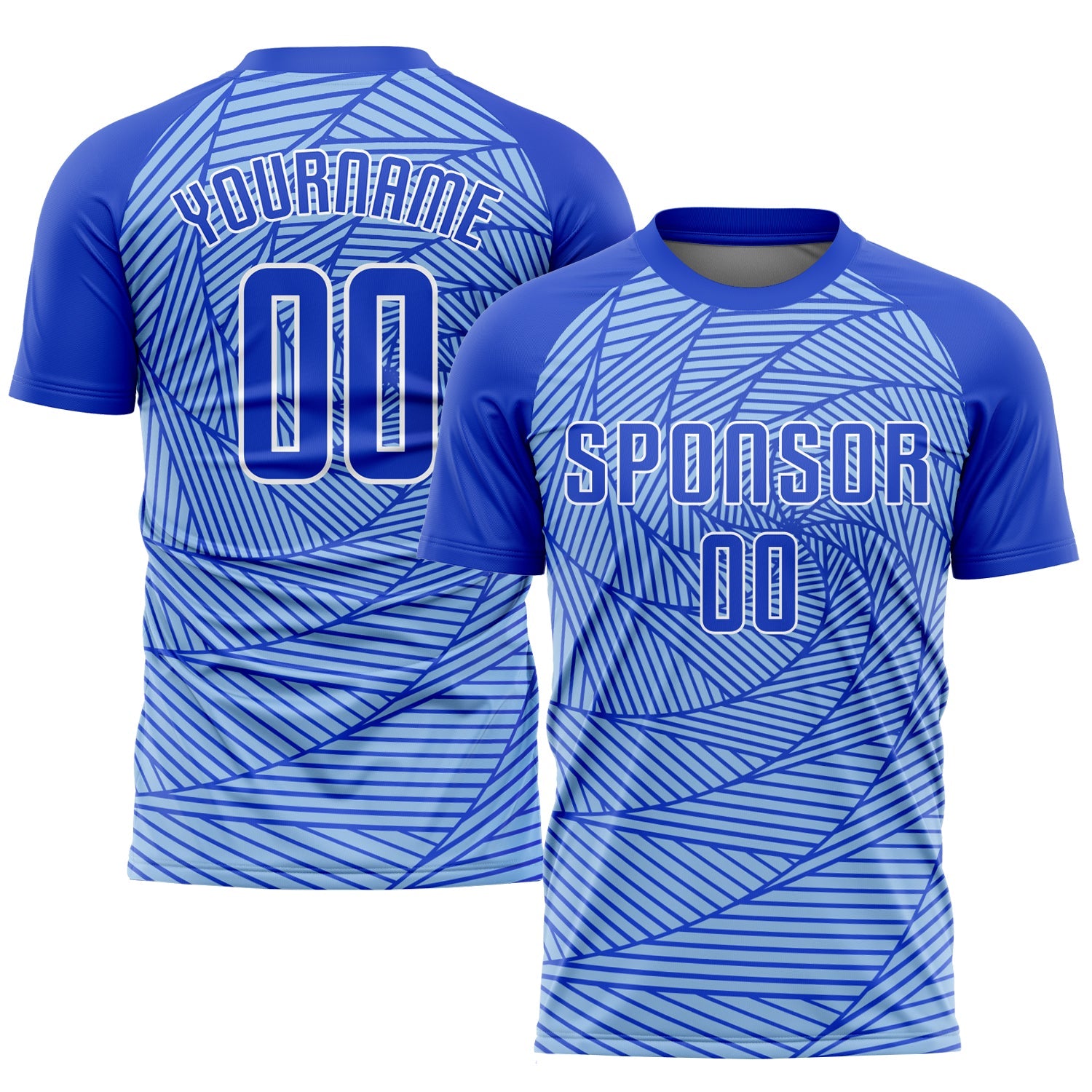 Custom Light Blue Royal-White Sublimation Soccer Uniform Jersey - Main View