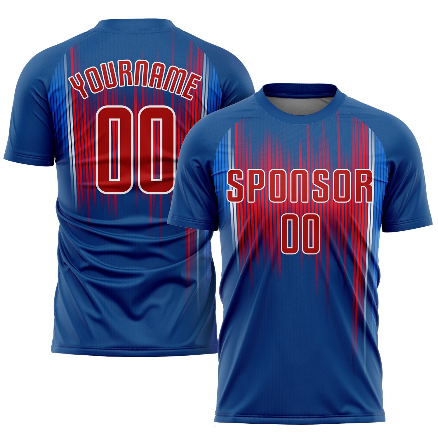 Custom Royal Red-White Sublimation Soccer Uniform Jersey - Main View