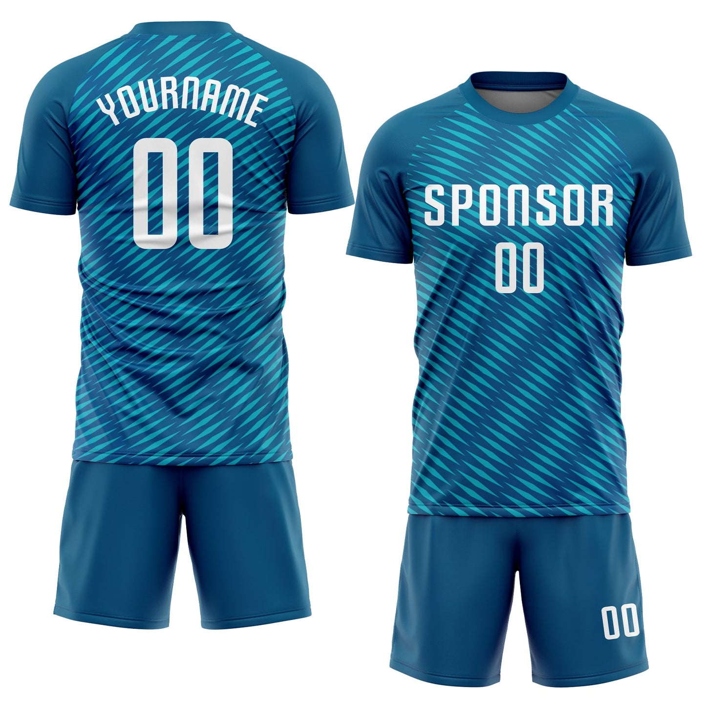 Custom Teal White Sublimation Soccer Uniform Jersey view 2