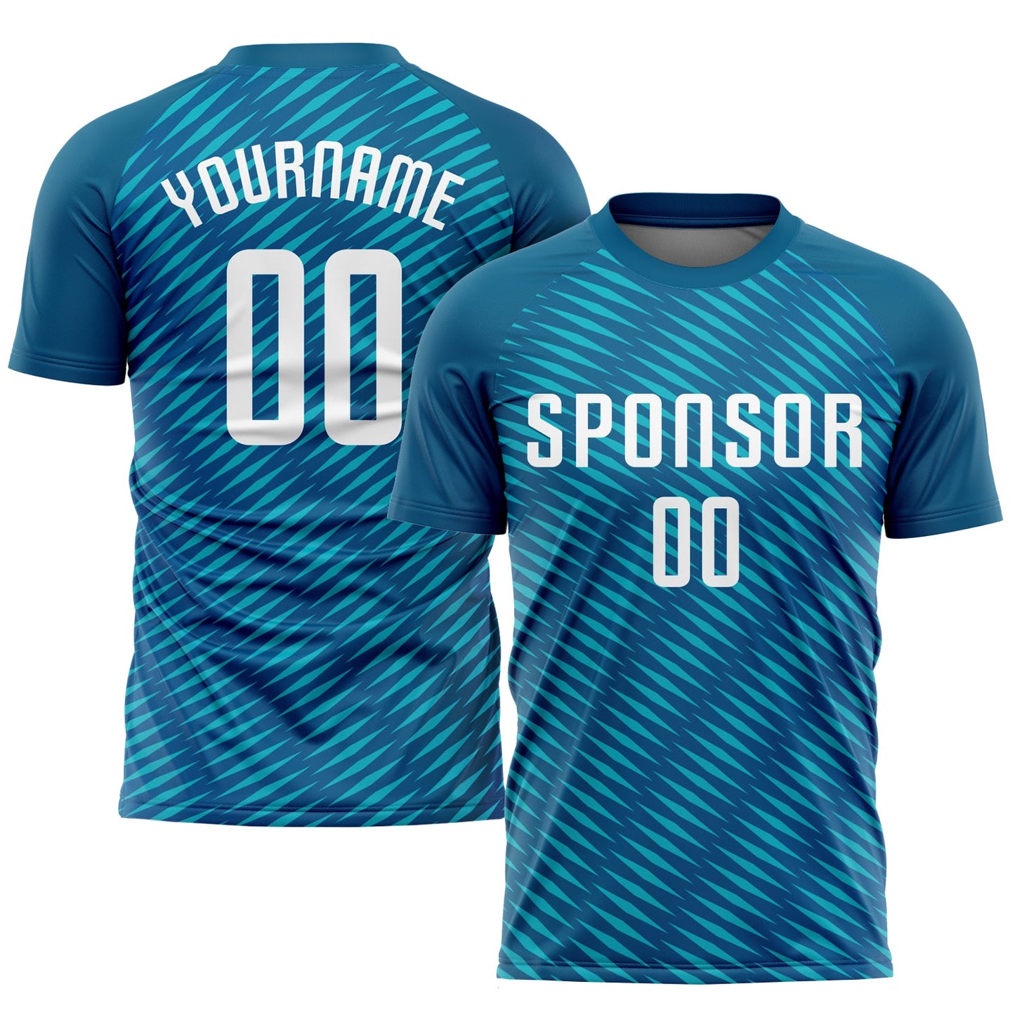 Custom Teal White Sublimation Soccer Uniform Jersey - Main View
