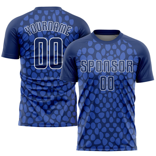 Custom Royal Navy White Sublimation Soccer Uniform Jersey - Main View