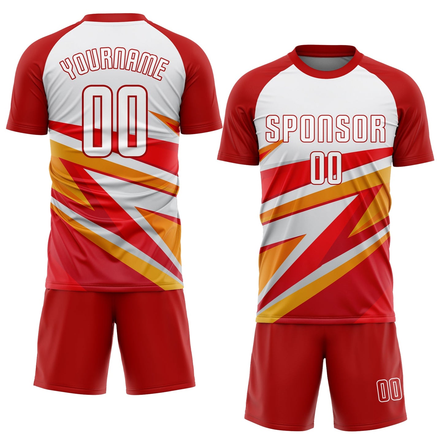 Custom Red White-Gold Sublimation Soccer Uniform Jersey view 2